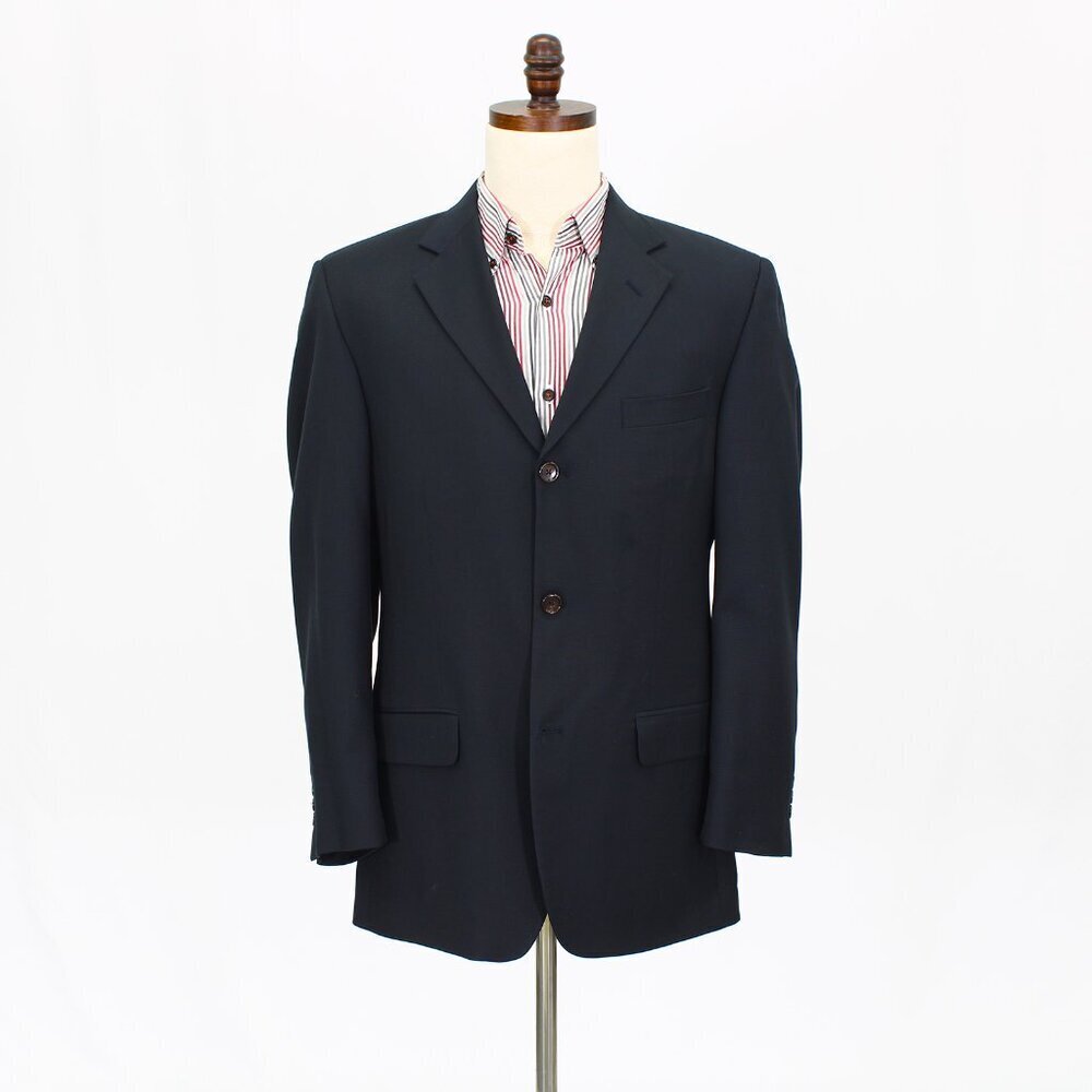 Joseph & Feiss 40R Navy Solid 3-Button Sport Coat Blazer Jacket P298